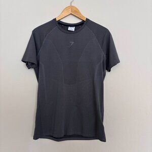 Gymshark Mens Shirt Dark Gray Athletic Workout Training Short Sleeve Size Small